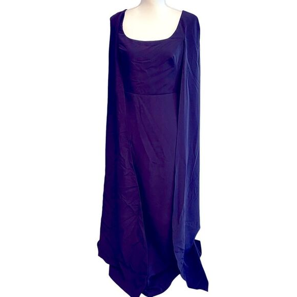 Marchesa Notte Cape Column Gown Dress Size 6 - Picture 5 of 9